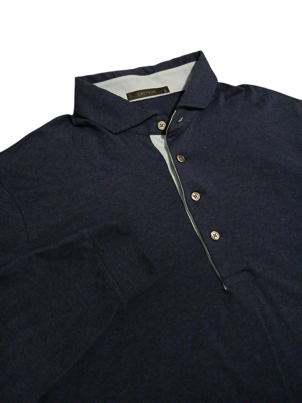 Greyson Polo Shirt Men’s Large Navy Blue Longsleeve Cotton Golf Performance